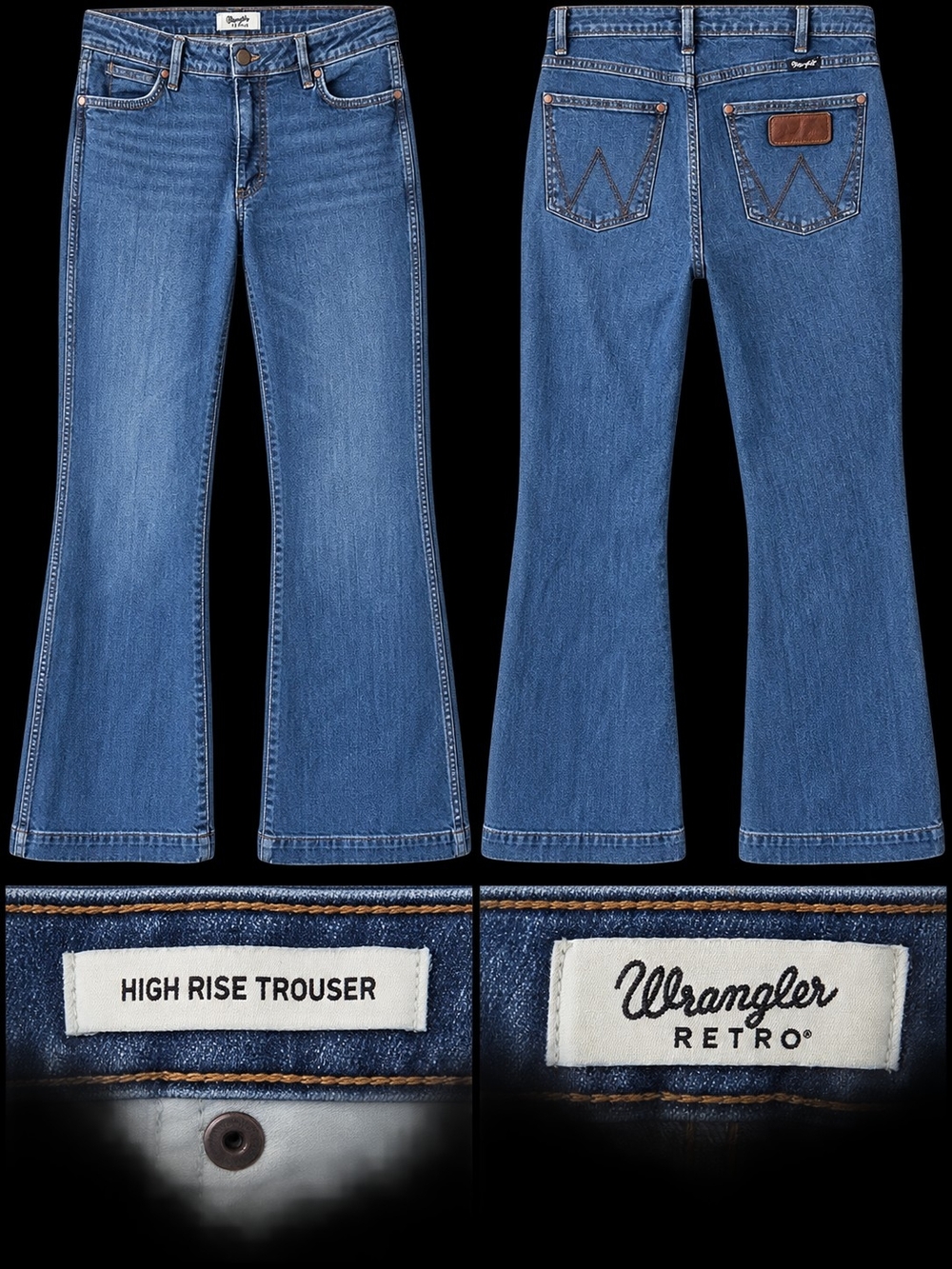 Wrangler Retro High Rise Trouser Jeans Women's 31x32 Blue Flare Western